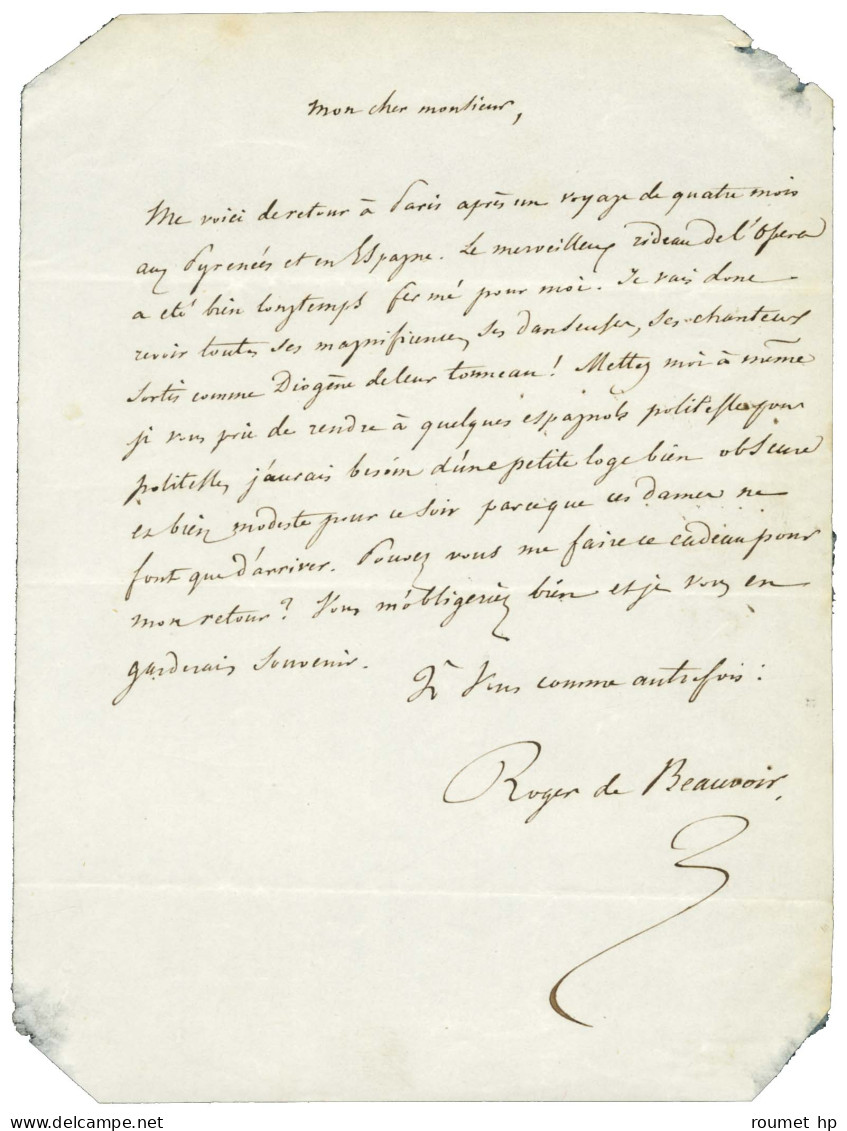 BEAUVOIR Roger De (1807-1866), Poète Et Dramaturge. - Autres & Non Classés