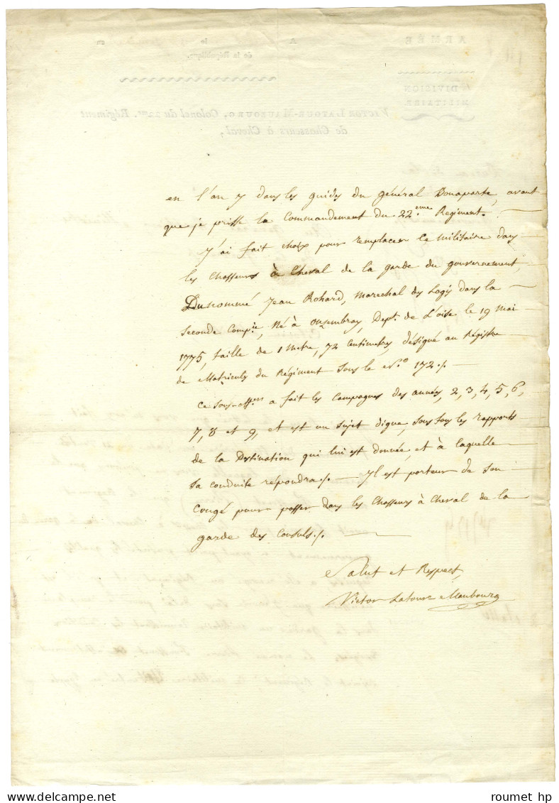 TOUR-MAUBOURG Marie Victor Nicolas De Fay De La (1768-1850), Général Et Ministre De La Guerre. - Otros & Sin Clasificación