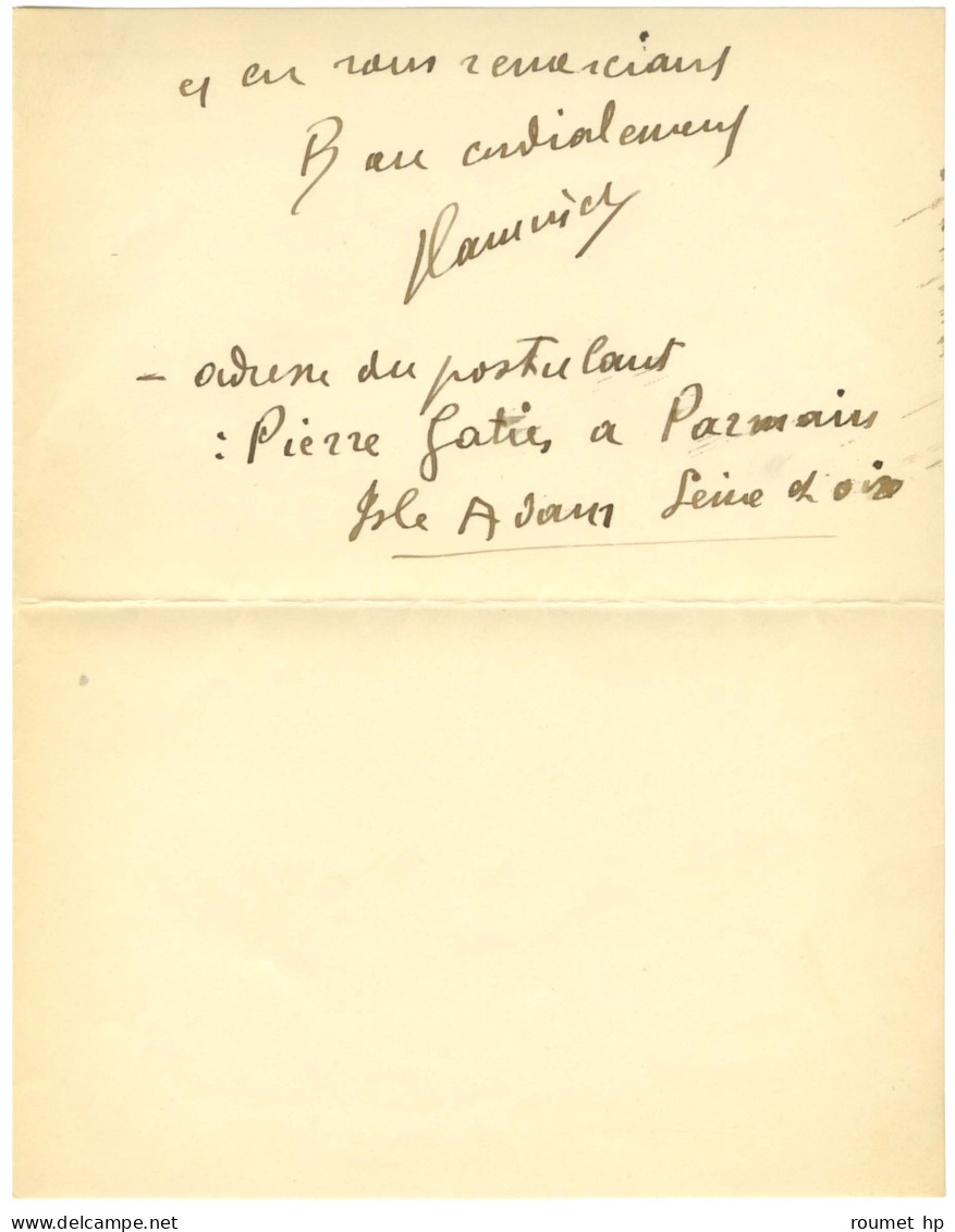 VLAMINCK Maurice De (1876-1958), Peintre Et écrivain. - Sonstige & Ohne Zuordnung