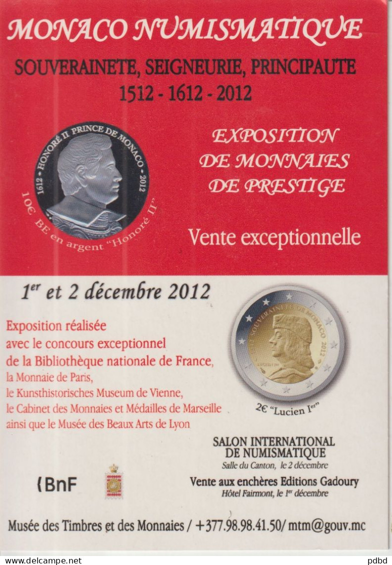 CM 26 . Monaco . Numismatique . 2012 . Exposition . - Briefe U. Dokumente