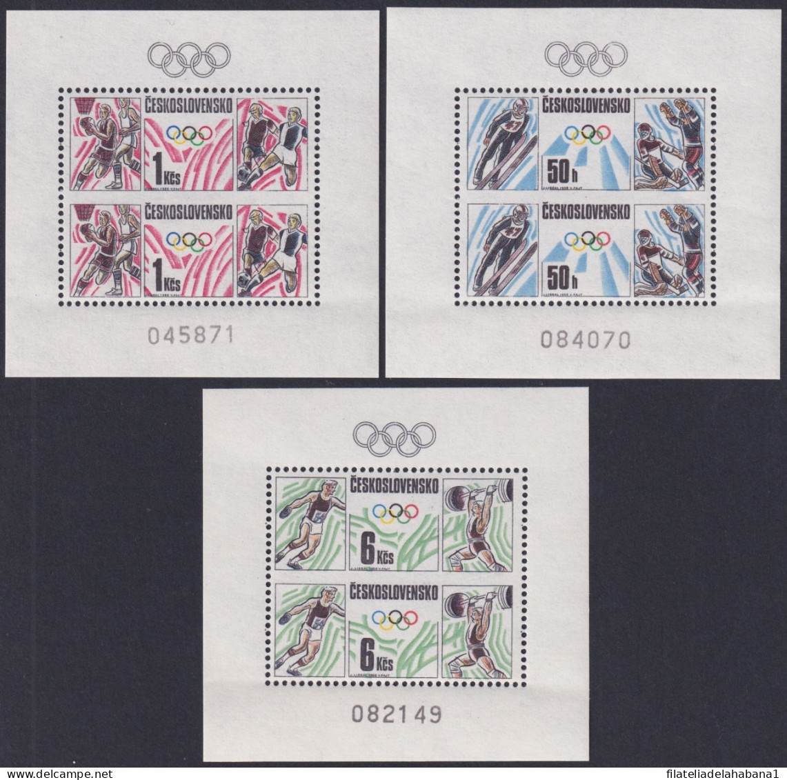 F-EX48215 CZECHOSLOVAKIA MNH 1988 SEOUL & CALGARY OLYMPIC GAMES SHEET.  - Invierno 1988: Calgary