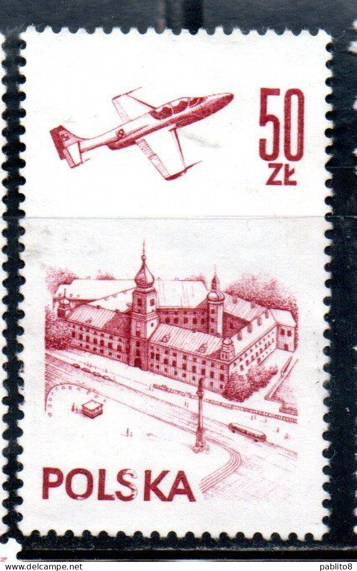 POLONIA POLAND POLSKA 1976 1978 AIR POST MAIL AIRMAIL CONTEMPORARY AVIATION PLANE OVER WARSAW CASTLE 50g USED USATO - Oblitérés