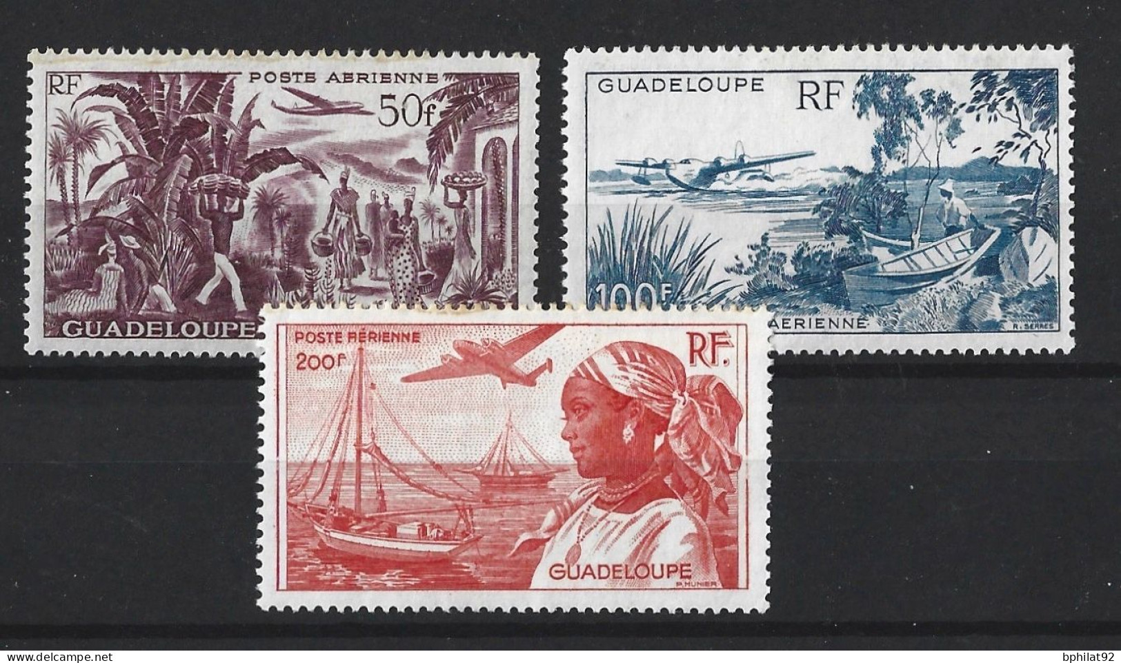 !!! GUADELOUPE, TIMBRES DE POSTE AÉRIENNE NUMÉROS 13/15, NEUFS, SANS CHARNIÈRES - Poste Aérienne