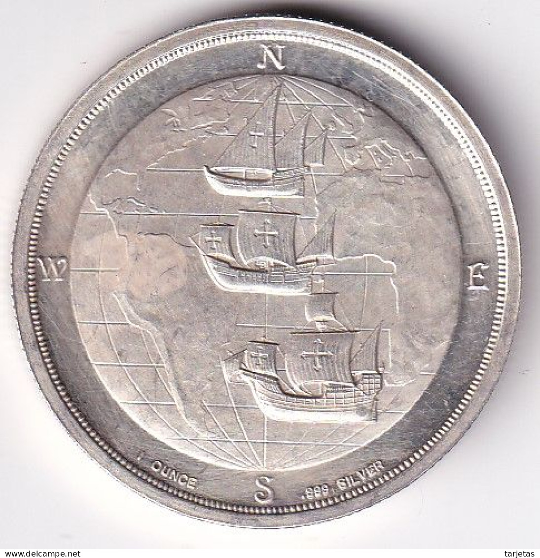 MONEDA DE PLATA DE ESTADOS UNIDOS DE 1 ONZA DE CHRISTOPHER COLUMBUS (CRISTOBAL COLON) - Gedenkmünzen