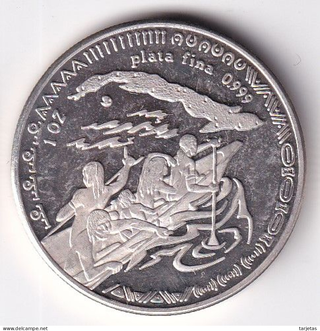 MONEDA DE PLATA DE CUBA DE 1 ONZA DEL AÑO 1993 DE LOS ABORIGENES CUBANOS (SILVER-ARGENT) - Kuba