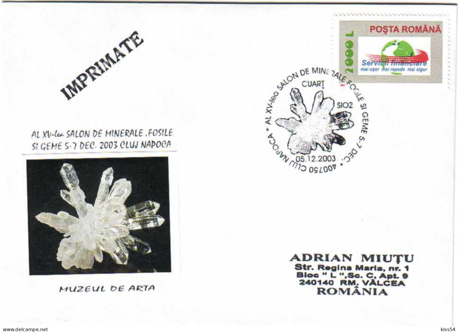 COV 01 - 2090 MINERAL, Romania - Cover - Used - 2003 - Minéraux