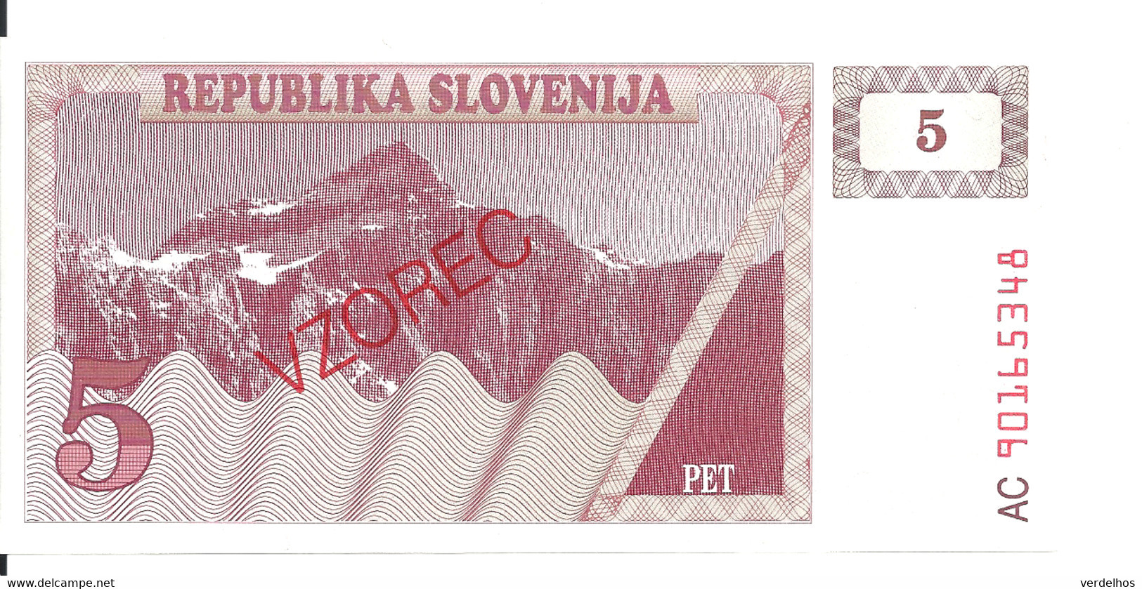 SLOVENIE 5 TOLARJEV 1990 UNC P 3s1 - Slovenia