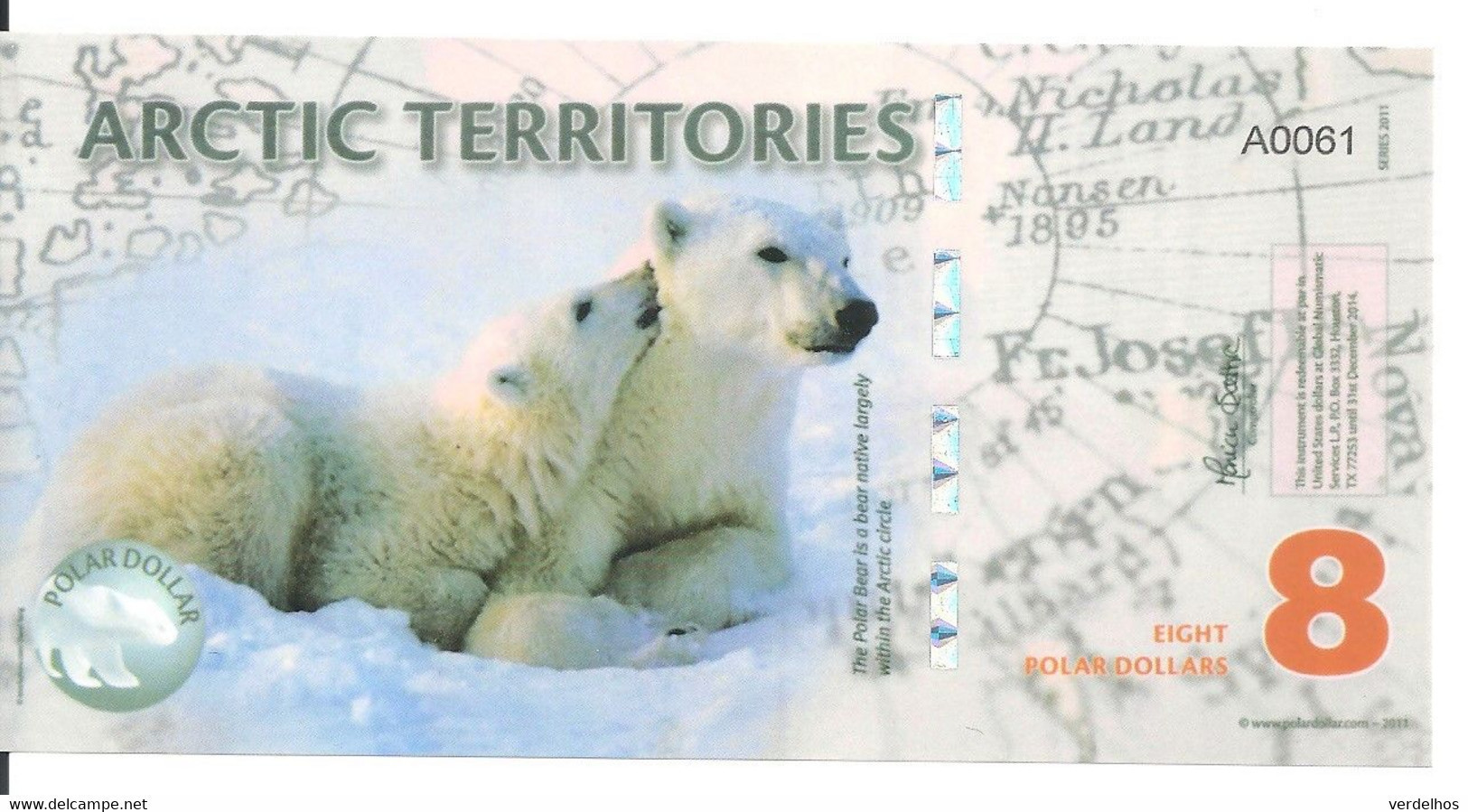 ARCTIC TERRITORIES 8 POLAR DOLLARS 2011 Polymer UNC - Autres - Amérique