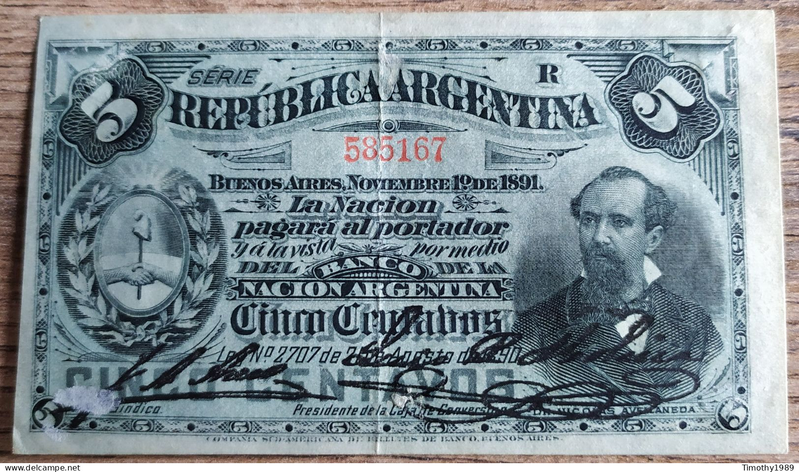 P#209 - 5 Centavos Argentina 1891 (VF) - Argentina
