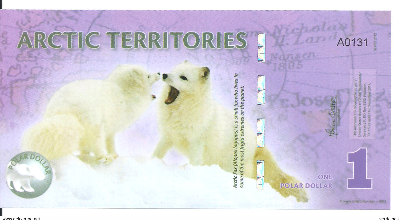 ARCTIC TERRITORIES 1 POLAR DOLLARS 2012 Polymer UNC - Autres - Amérique