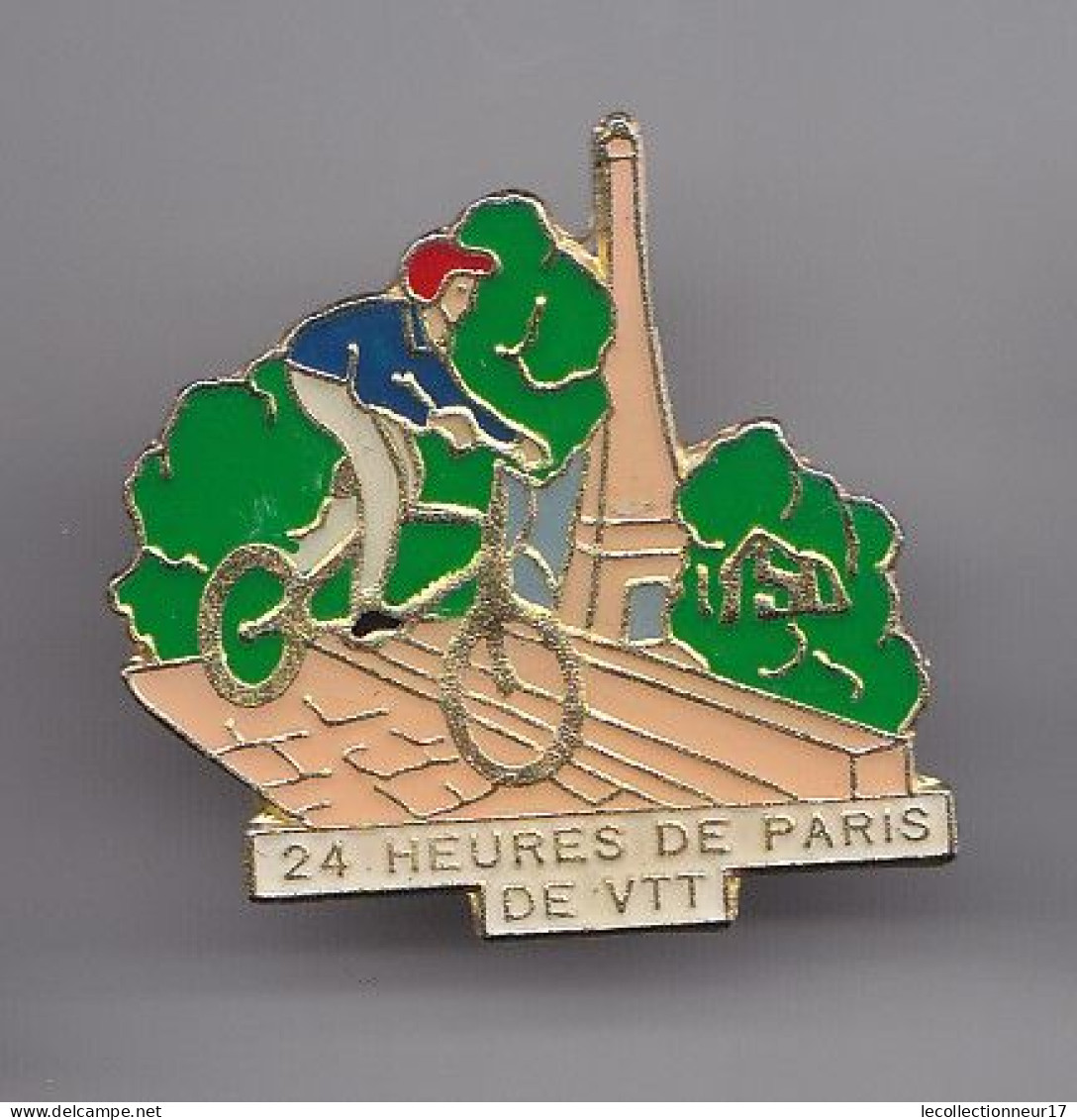 Pin's 24 Heures De Paris De VTT Vélo Cyclisme Tour Eiffel Réf 5103 - Cyclisme