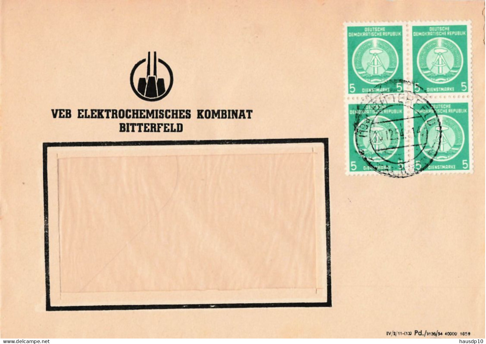 DDR Brief ZKD Dienst MEF VEB Elektrochemisches Kombinat Bitterfeld 1954 - Covers & Documents