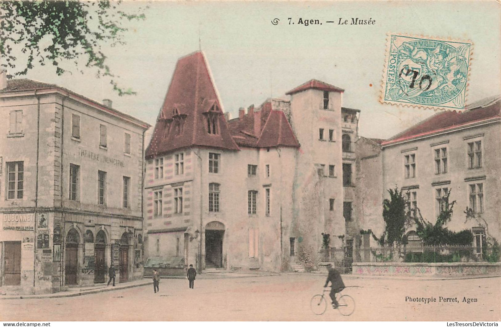 FRANCE - Agen - Le Musée - Colorisé - Place - Homme à Vélo - Carte Postale Ancienne - Agen