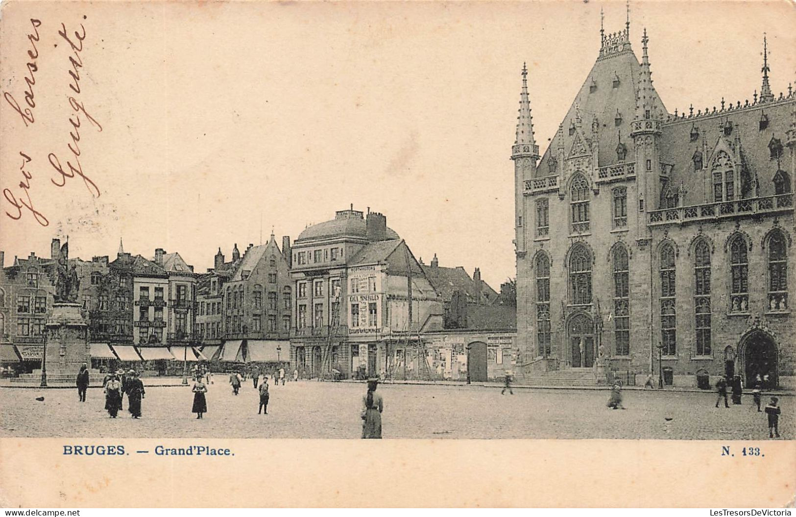 BELGIQUE - Bruges - Grand'Place - Eglise - Dos Non Divisé - Carte Postale Ancienne - Brugge
