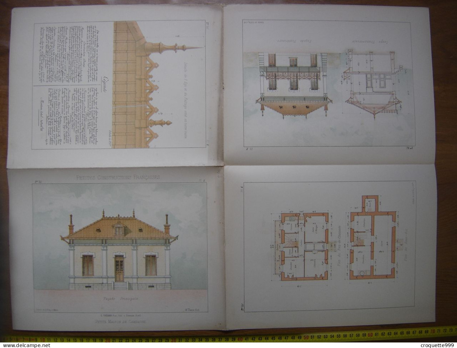 XXe Planche PETITES CONSTRUCTIONS FRANCAISES Petite Maison De Campagne Thezard - Architettura