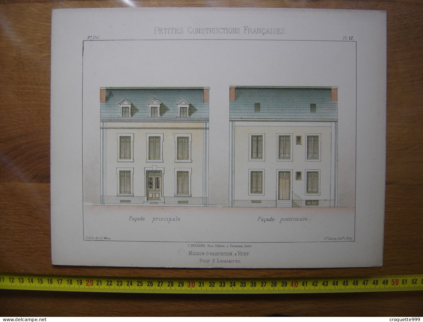 XXe Planche PETITES CONSTRUCTIONS FRANCAISES Maison D'habitation A Vichy Thezard - Architectuur