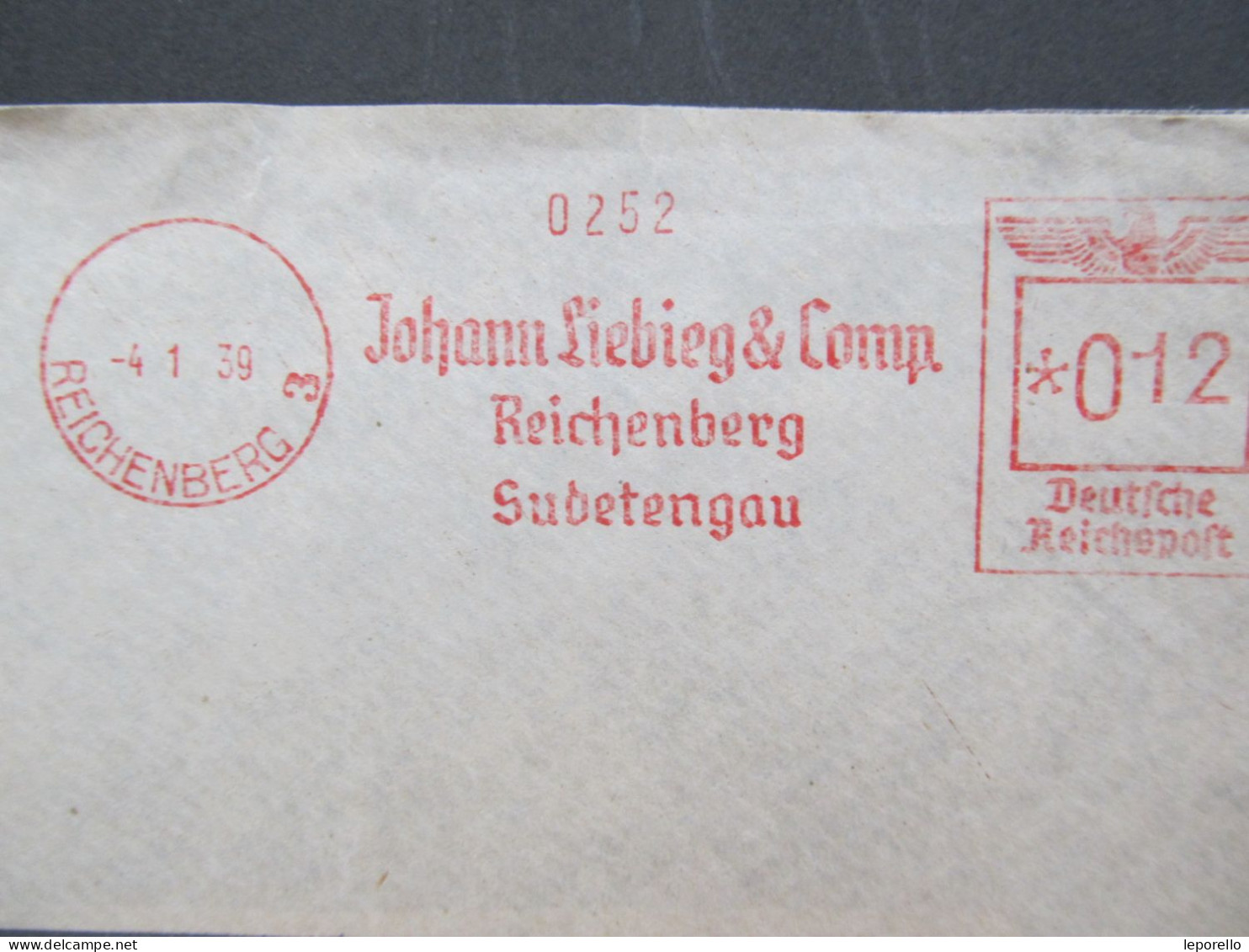 BRIEF Reichenberg Liberec  4.1.1939 Frankotyp Frankotype Postfreistempel Sudetenland // P2694 - Région Des Sudètes