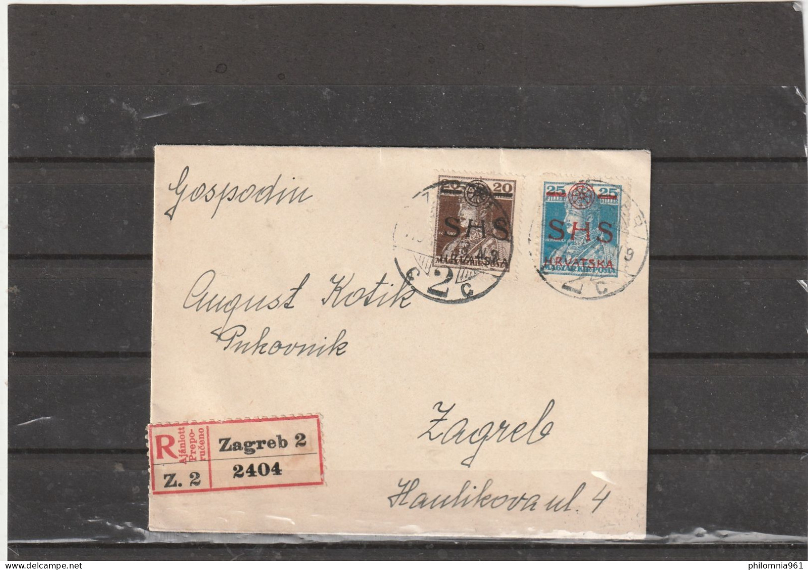 Yugoslavia ISSUE FOR Croatia Zagreb REGISTERED LOCALLY USED COVER 1918 - Covers & Documents