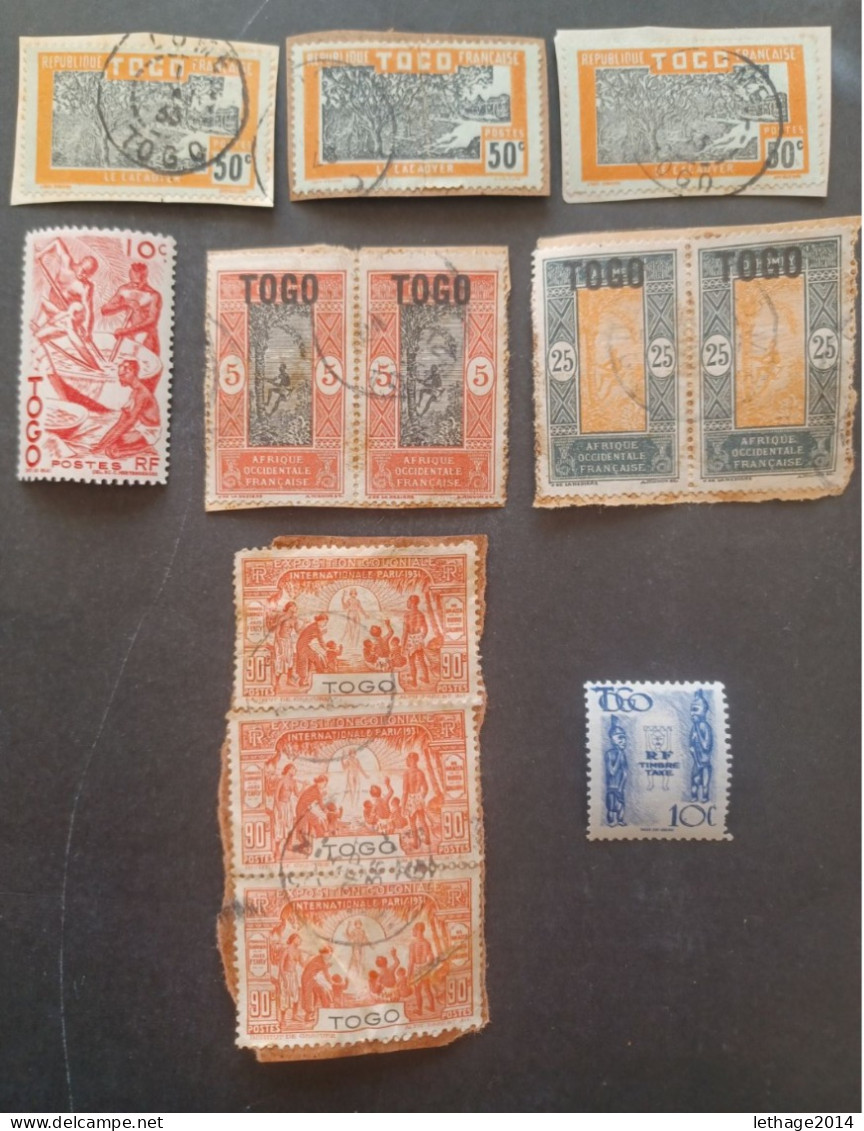 COLONIE FRANCIA TCHAD TOGO MADAGASCAR COMEROUN MIQUELON CATE SOMALIS NEW HEBRIDES GUYANE ... OBLITERE MNH FRAGMANT GIULY - Collections