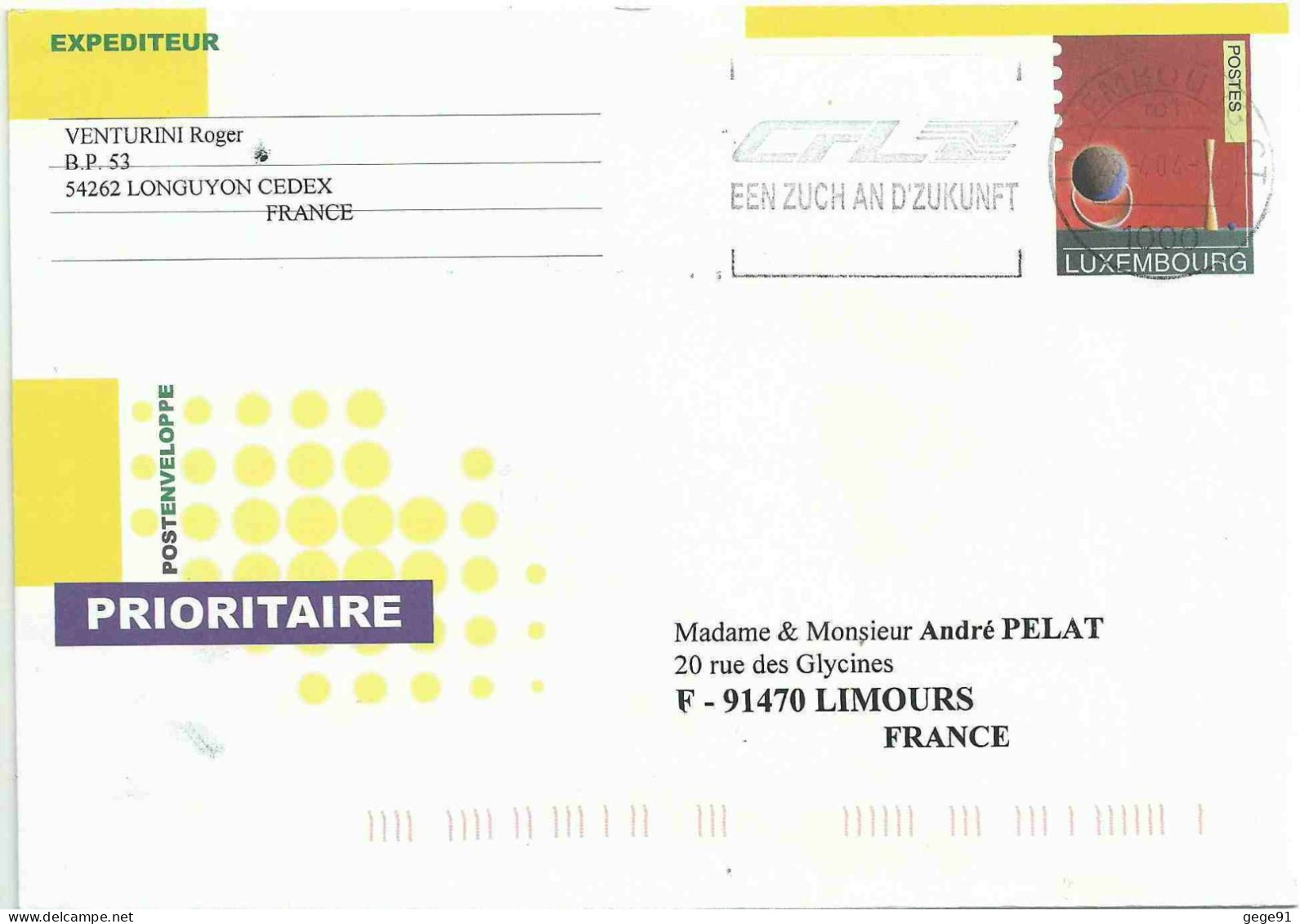 Entier Postal - Enveloppe Pré-payée Prioritaire - Lettre Pour La France - Entiers Postaux