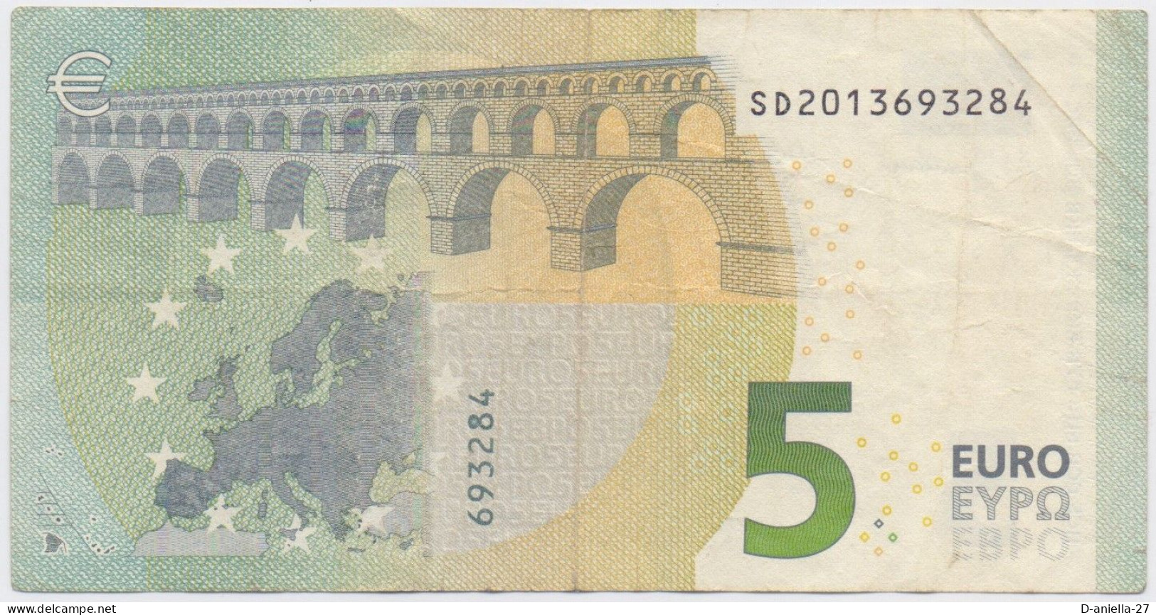 Italien, 5 €uro SD / S001-B3, FEHLDRUCK, Kopfstehendes 5 €, Extrem Selten! - 5 Euro