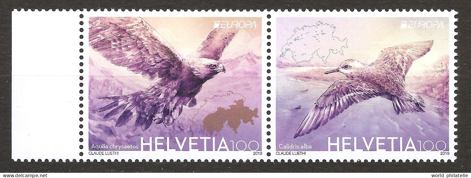 Suisse Helvetia 2019 N° 2425 / 6 ** Europa, Oiseaux De Proie, Calidris Alba, Aquila Chrysaetos, Aigle Royal, Bécasseau - Ungebraucht