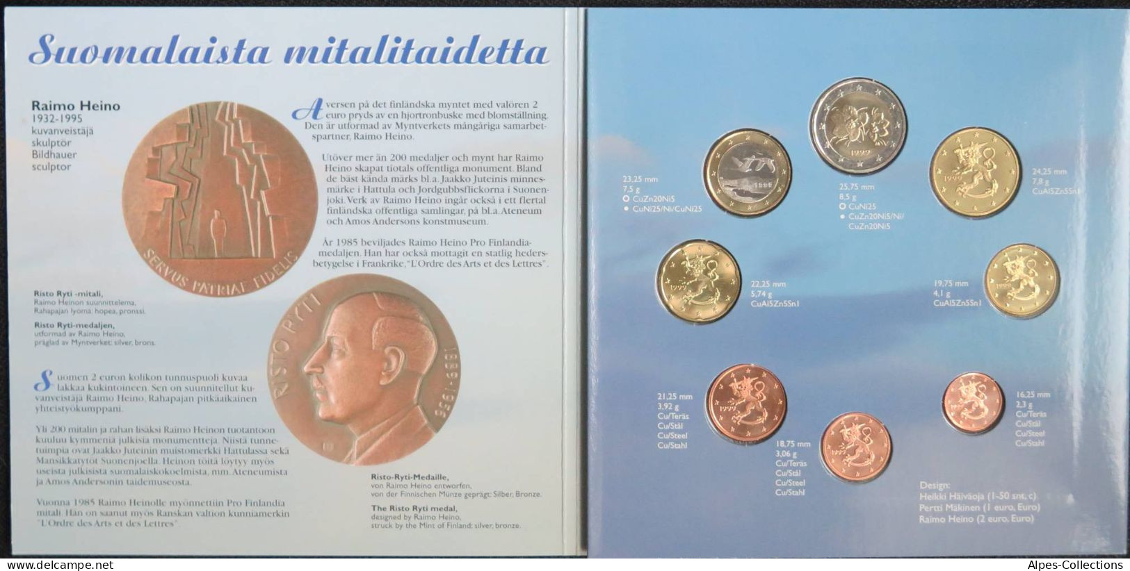 FIX1999.1 - COFFRET BU FINLANDE - 3 Séries 1999 / 2000 /2001 - 1 Cent à 2 Euros - Finlande