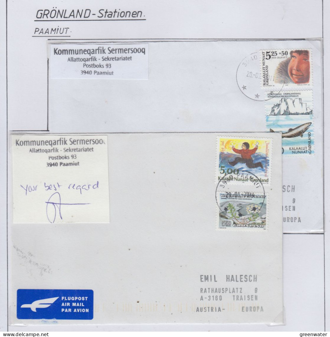 Greenland Station Paamiut 3 Covers  (GB158) - Estaciones Científicas Y Estaciones Del Ártico A La Deriva