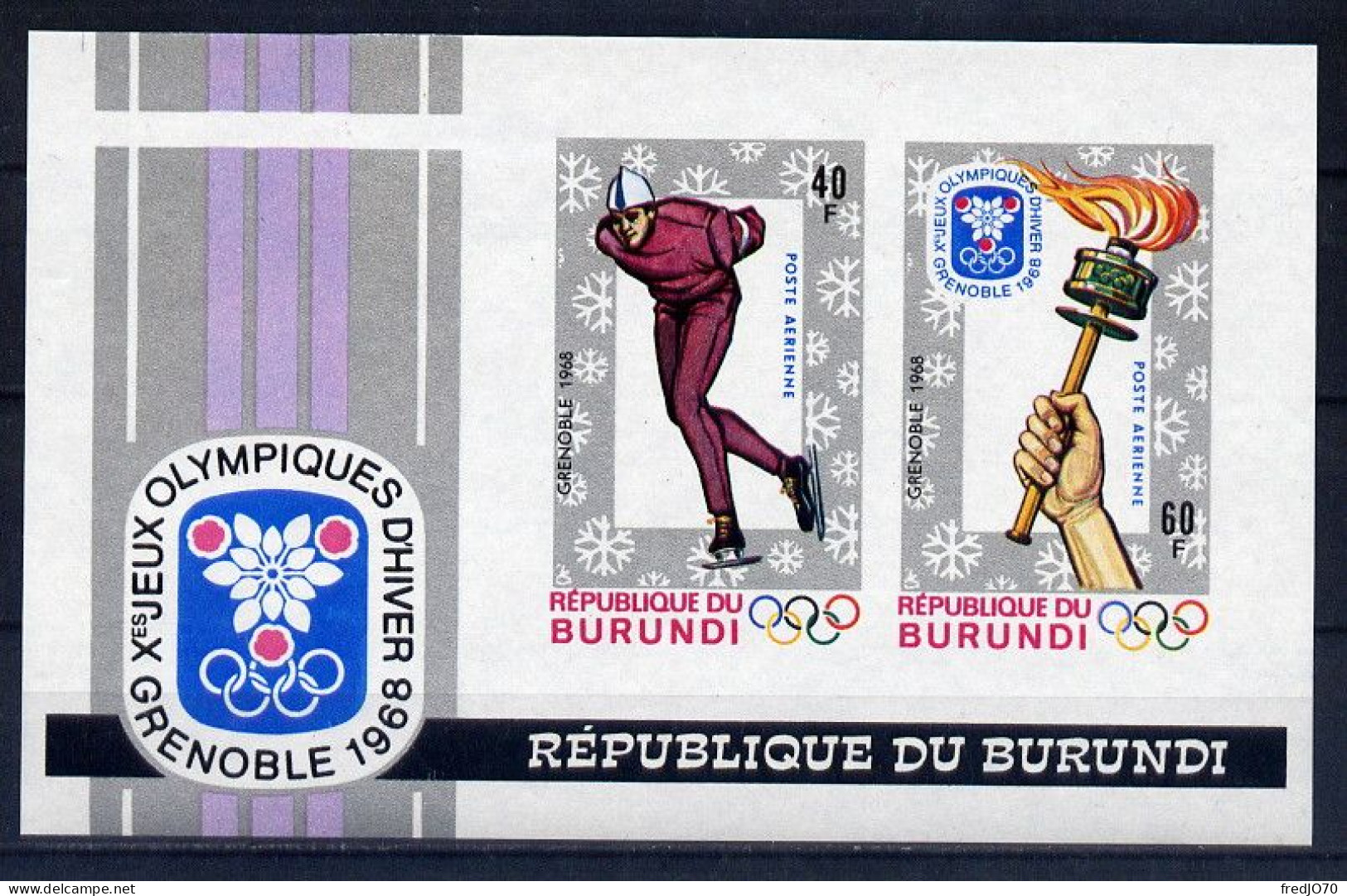 Burundi Bloc Non Dentelé Imperf JO 68 ** - Winter 1968: Grenoble