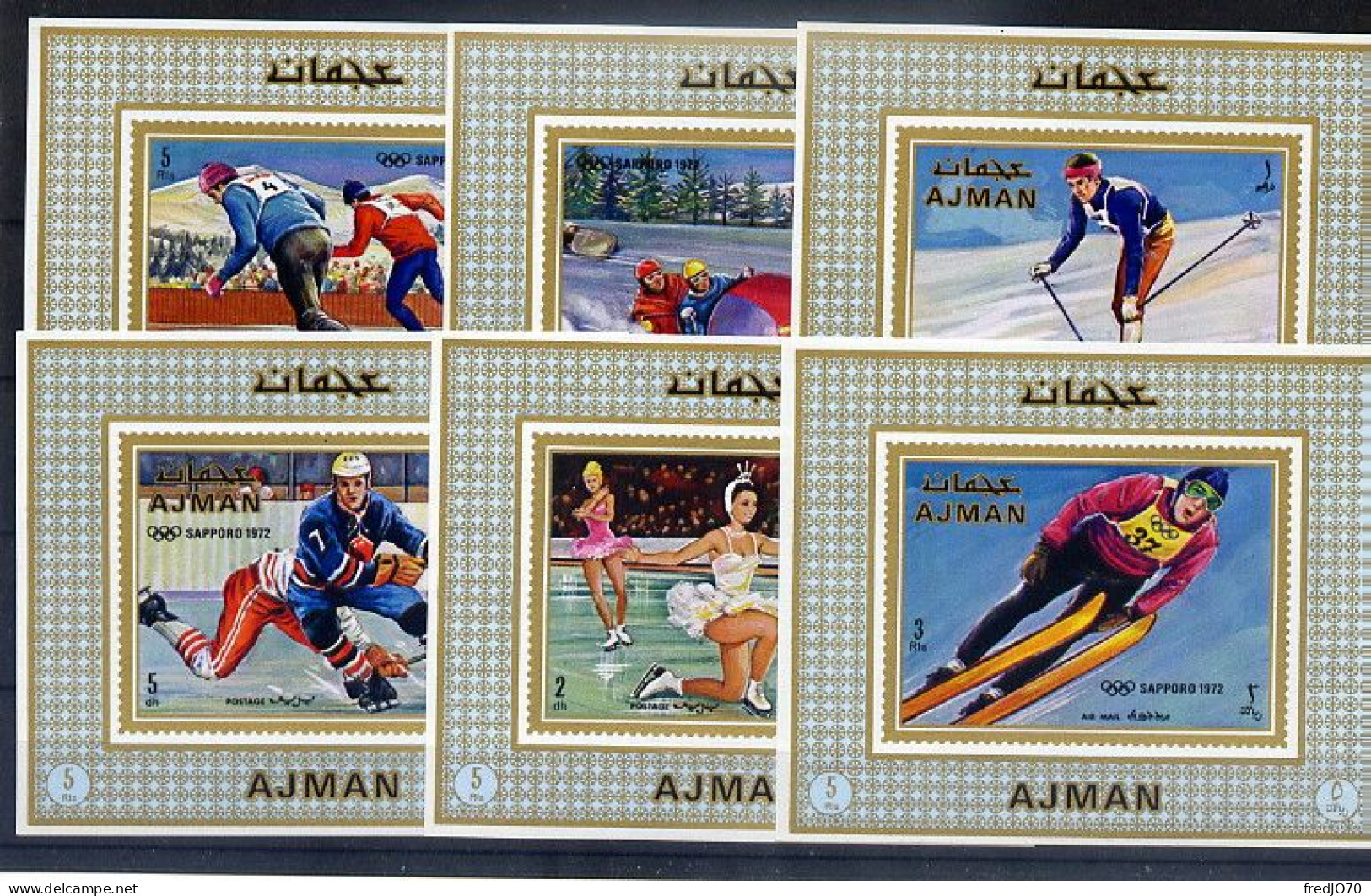 Ajman Série Complète Blocs Non Dentelé Imperf JO 72 ** - Winter 1972: Sapporo
