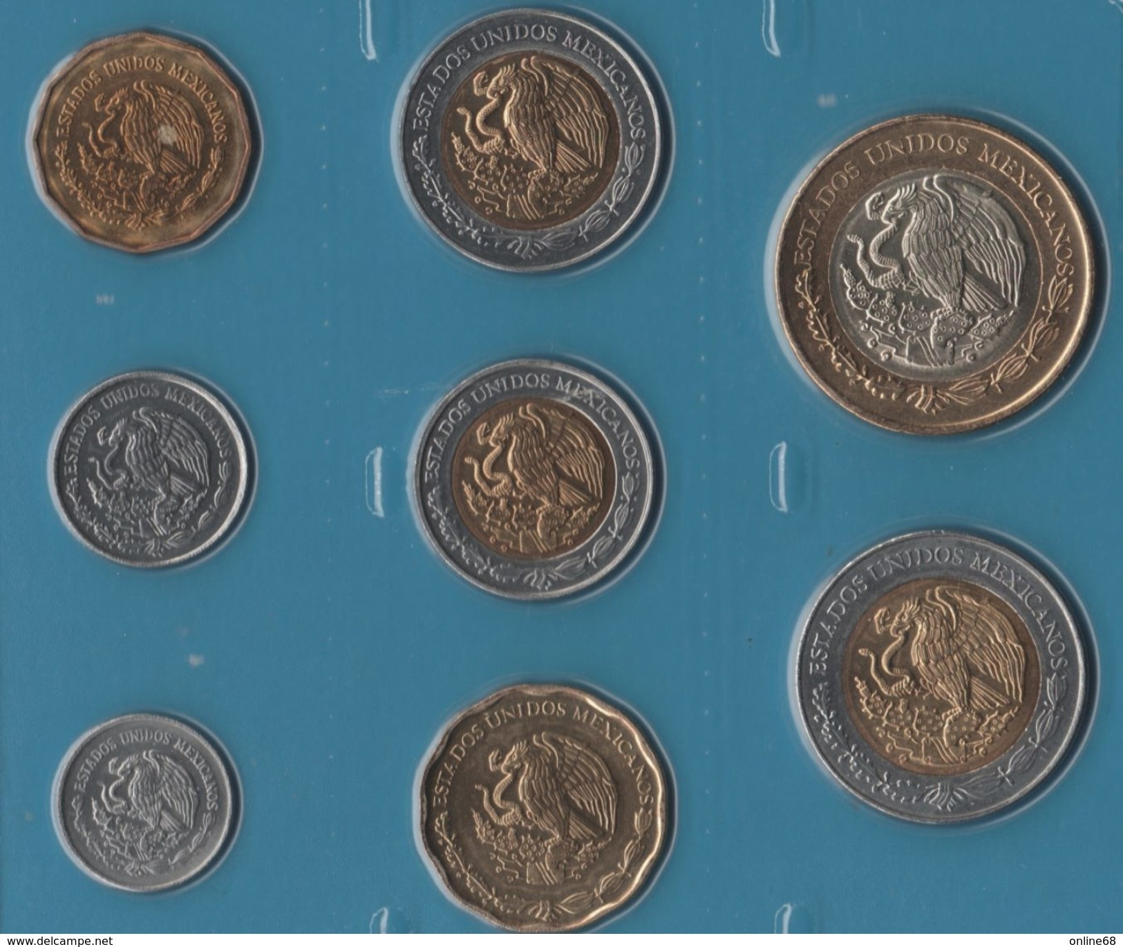 MEXICO COIN SET 8 MONNAIES: 5 CENTAVOS - 10 PESOS 1994 - 2013 - México