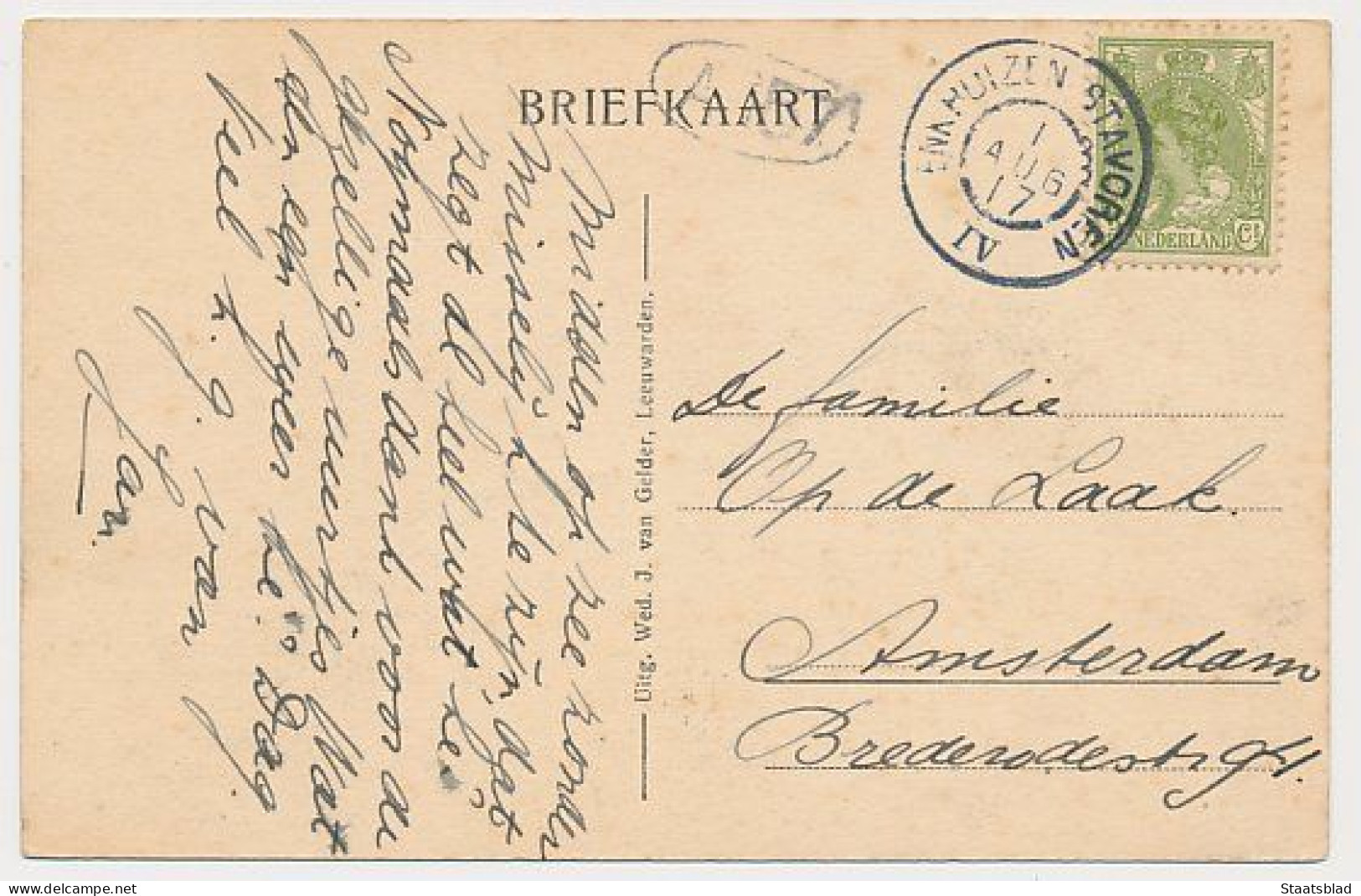 10- Prentbriefkaart Stavoren 1917 - Openbare School - Grootrondstempel: Enkhuizen - Stavoren - Stavoren