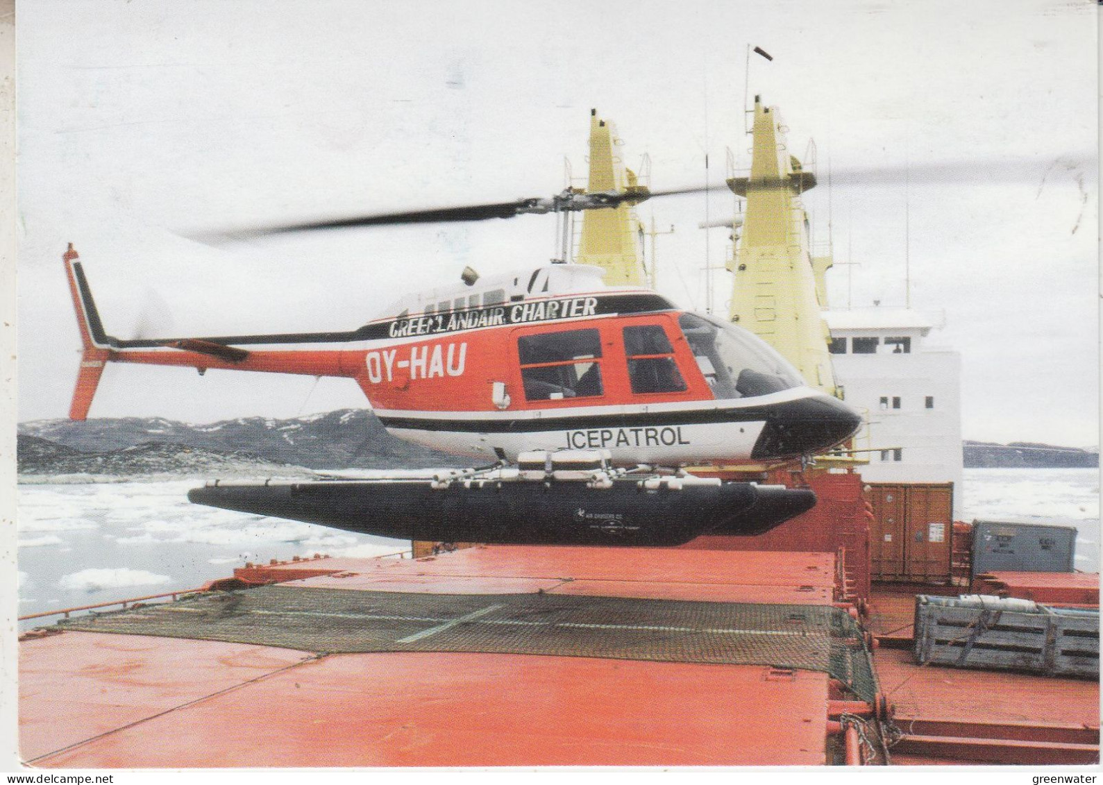 Greenland Station Pituffik Postcard Bell 206 Jet Ranger "Icepatrol" Heli  (GB161) - Scientific Stations & Arctic Drifting Stations