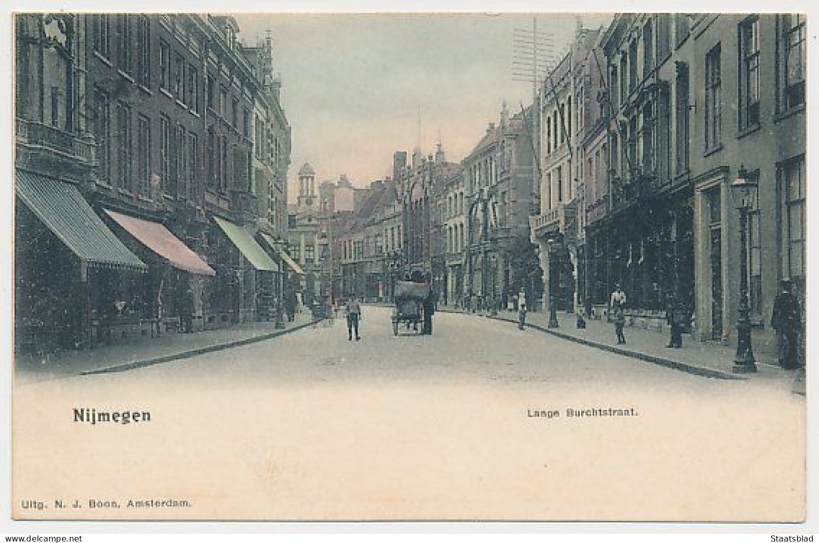 10- Prentbriefkaart Nijmegen 1906 - Lange Burchtstraat - Grootrondstempel Brantgum - Nijmegen