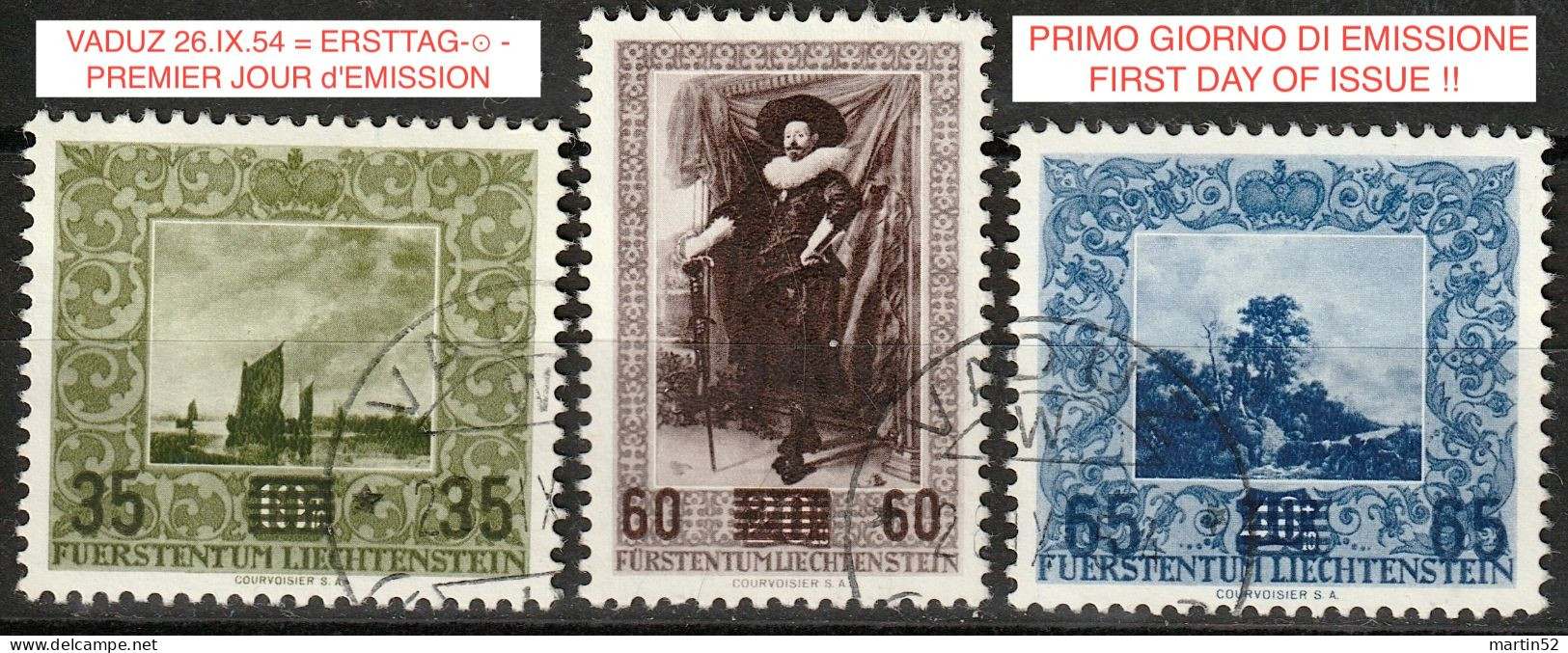 Liechtenstein 1954: Gemäldeserie V (Provisorien) Zu 270-272 Mi 326-328 Yv 288-290 Mit ET-⊙ VADUZ 28.IX.54 (Zu CHF 30.00) - Gebraucht