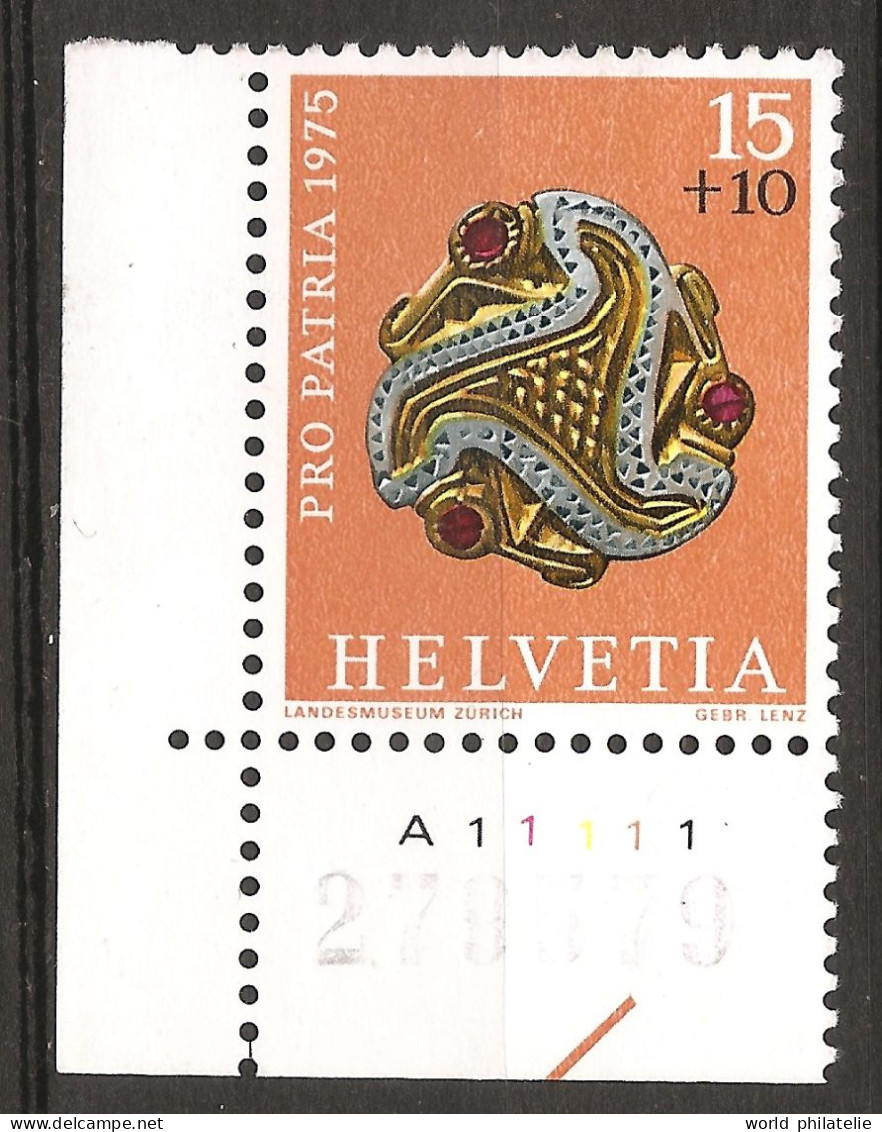 Suisse Helvetia 1975 N° 983 Iso ** Trésor Archéologique, Archéologie, Broche En Or, Bijoux, 6ème Siècle, Ruby, Argent - Neufs