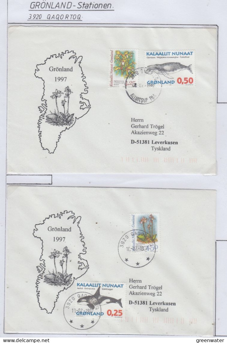 Greenland Station Qaqortoq 2 Covers (GB165) - Estaciones Científicas Y Estaciones Del Ártico A La Deriva