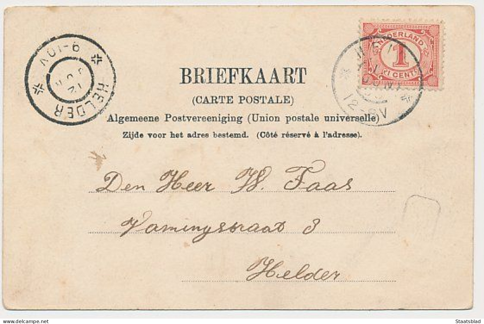 11- Prentbriefkaart Den Helder 190? - Grootrondstempel Helder - Den Helder