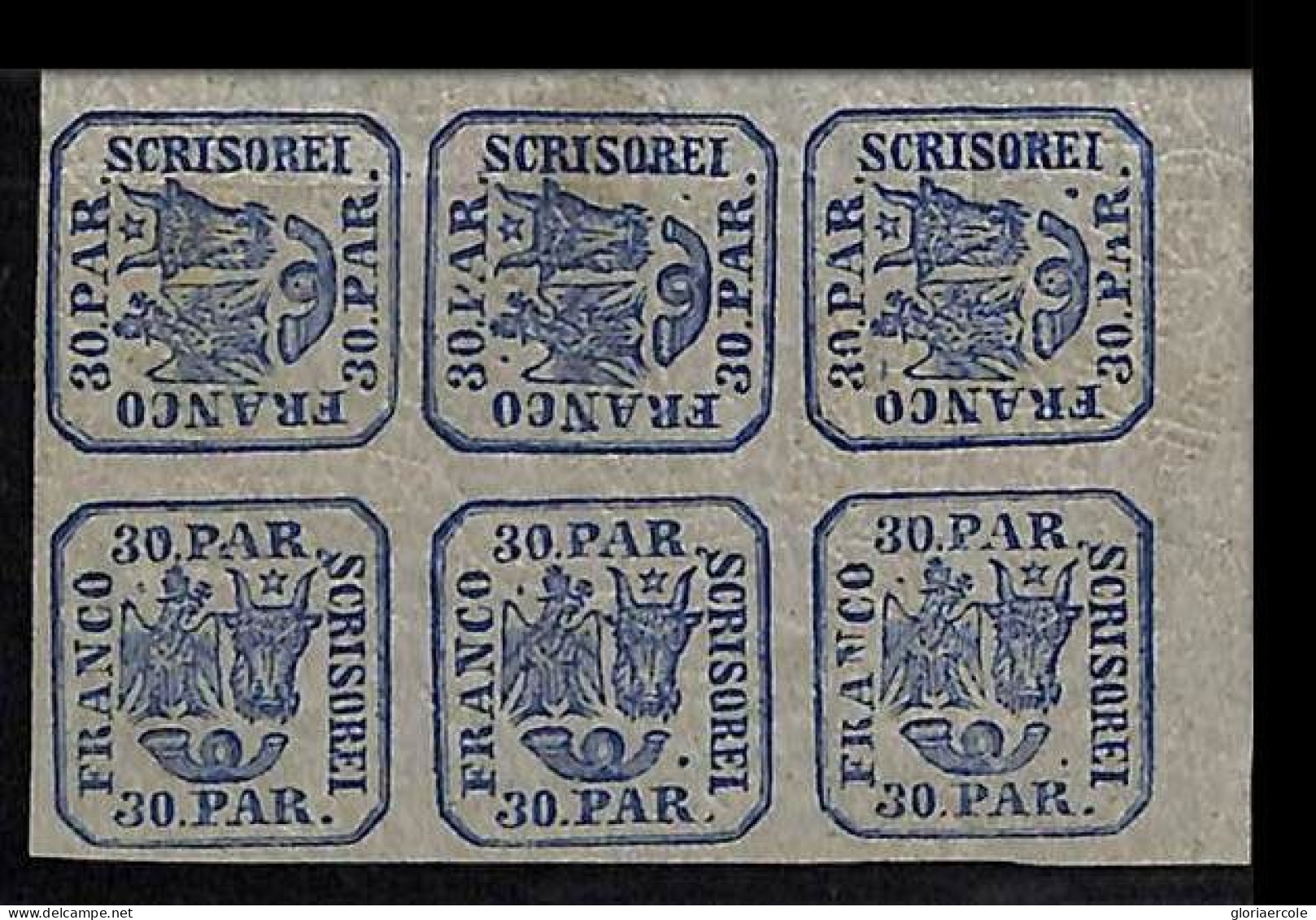 ZA0164a - ROMANIA - STAMPS - Yvert # 10 Ab Corner Block Of 6  MINT MNH - Neufs