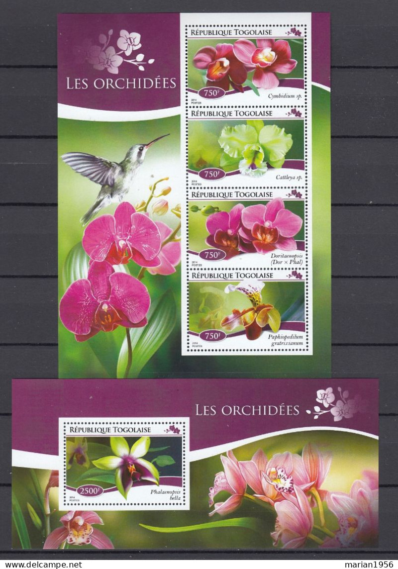 Togo 2014 - Fleurs - ORCHIDEES - BL + BF - MNH - Orchidee