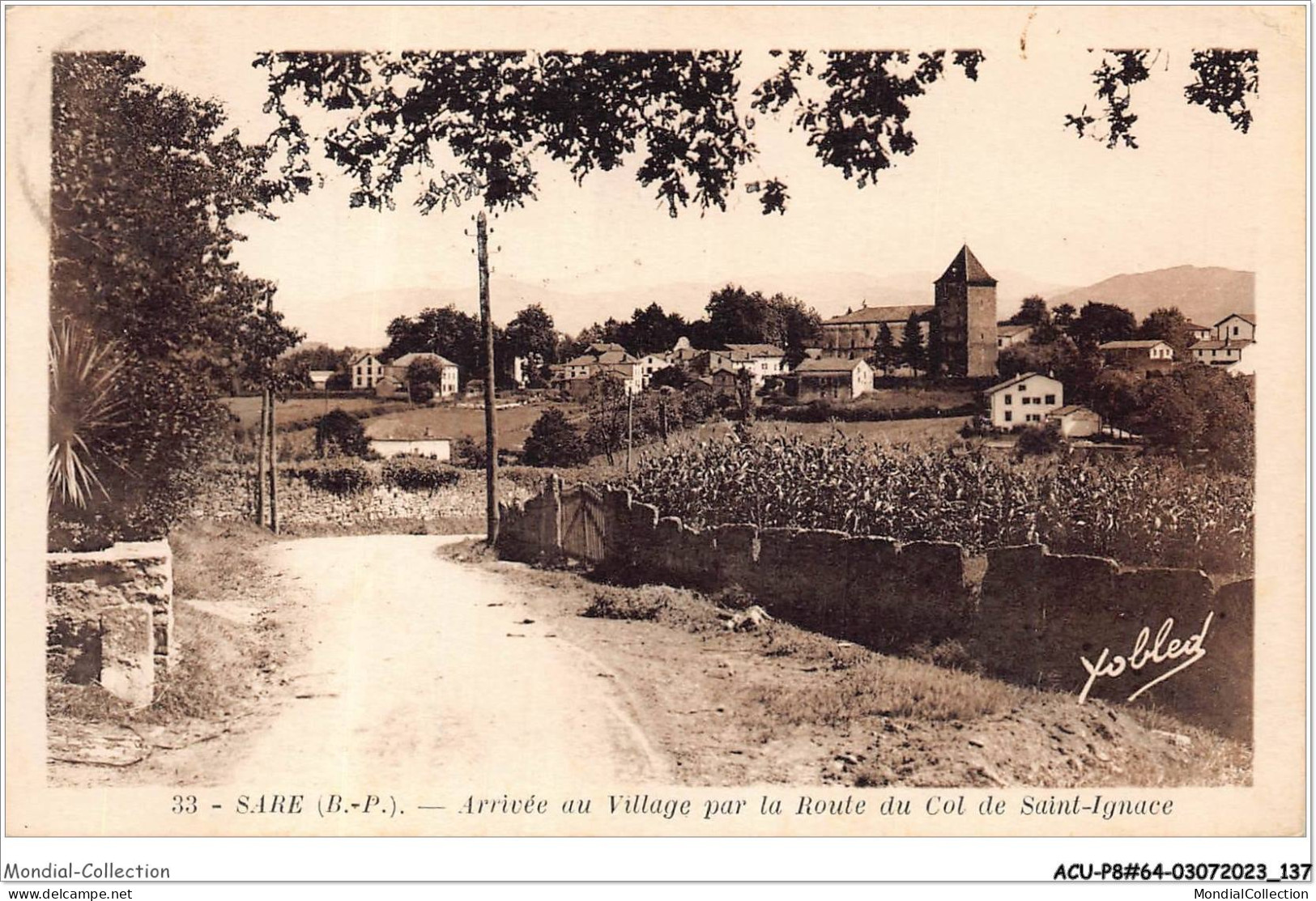 ACUP8-64-0735 - SARE - Arrivée Au Village Par La Route Du Col De Saint Ignance  - Sare