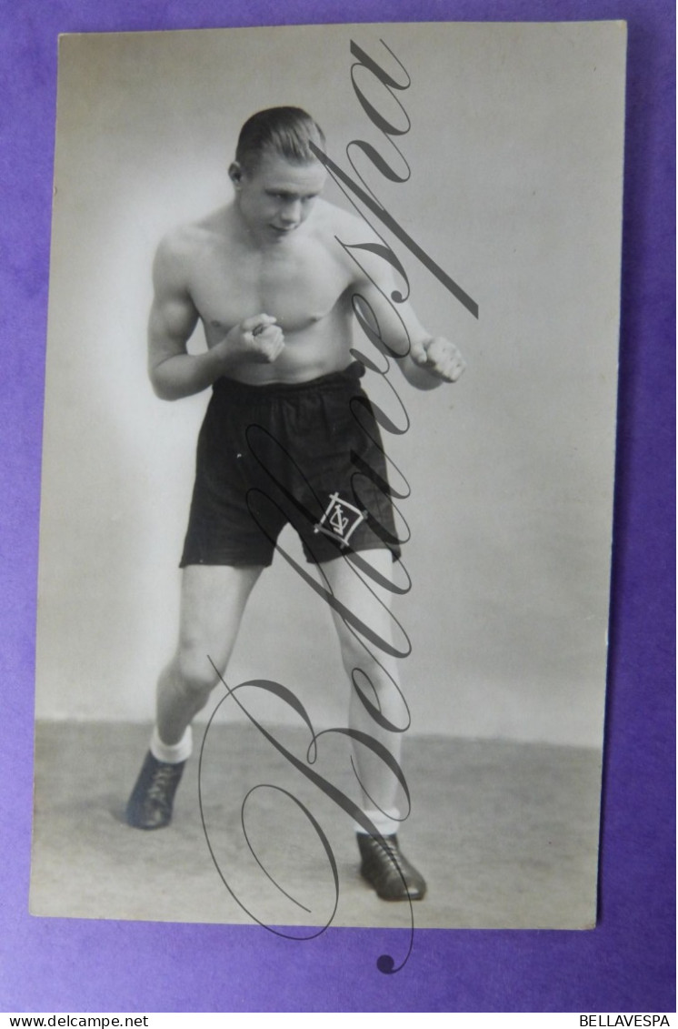 Boksen Bokser Boxeur Boxing Boxer Clublogo C.J. Op  G.J  Boxshort    Fotokaart Photo HALLEUX Berchem  Ca 1920-1930 - Boxe