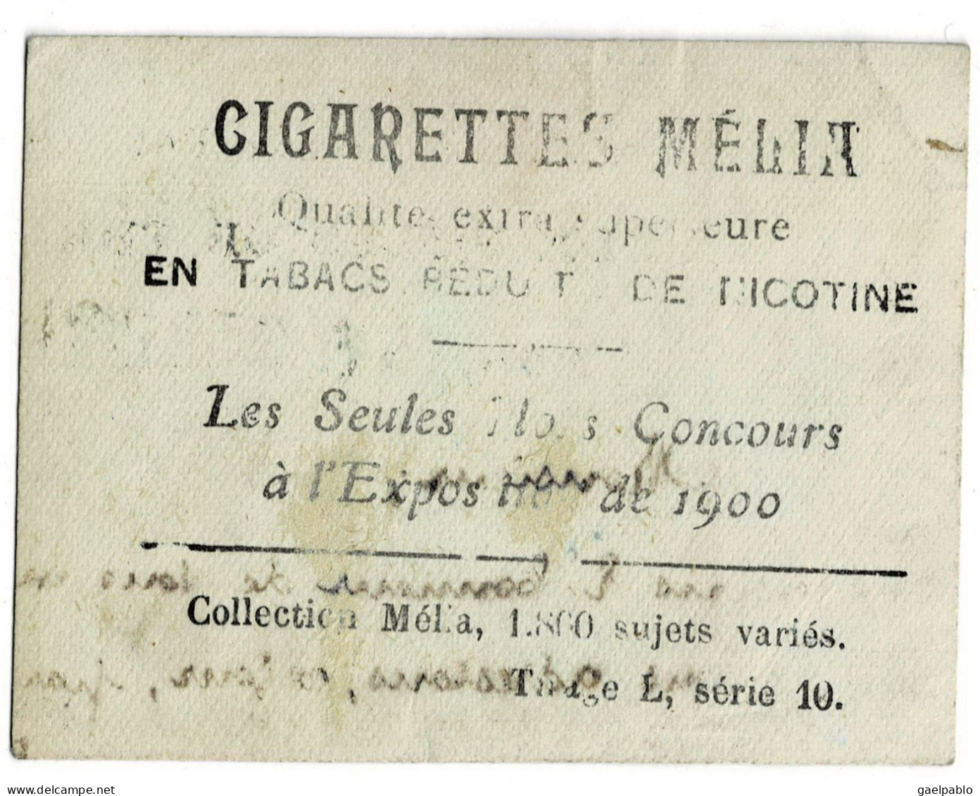 CIGARETTES MELIA -  DE LEKA   - Tirage L Série 10 - Melia