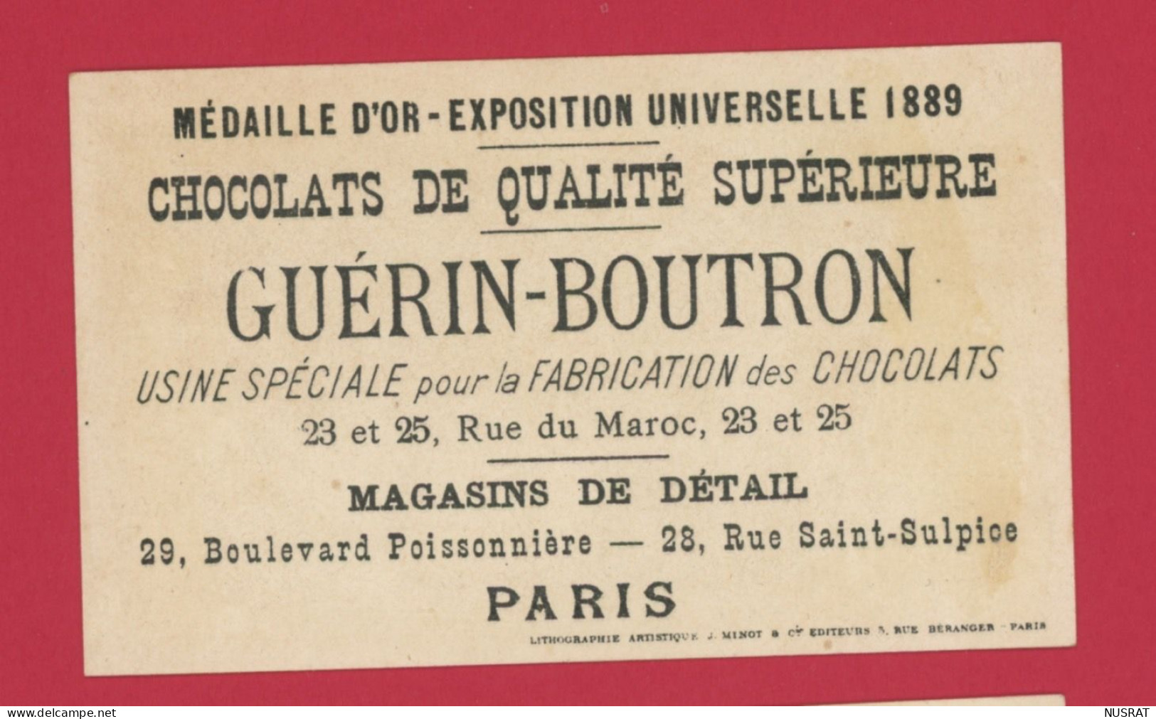 Chocolat Guérin Boutron, Jolie Chromo Lith. J. Minot, Personnages, Les Jeux, La Tour Prends Garde - Guerin Boutron