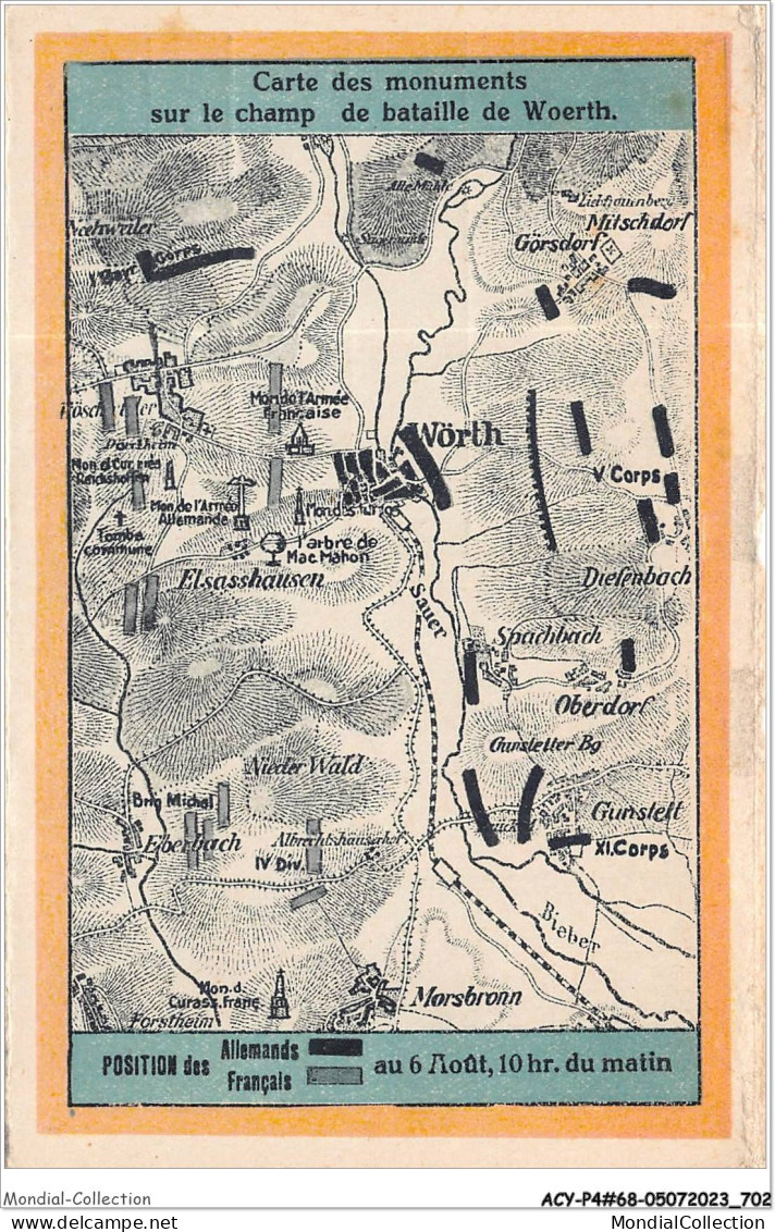 ACYP4-67-0353 - WOERTH PLAN DE BATAILLE WORTH Carte Des Monuments Sur Le Champs De Bataille De Woerth - Woerth