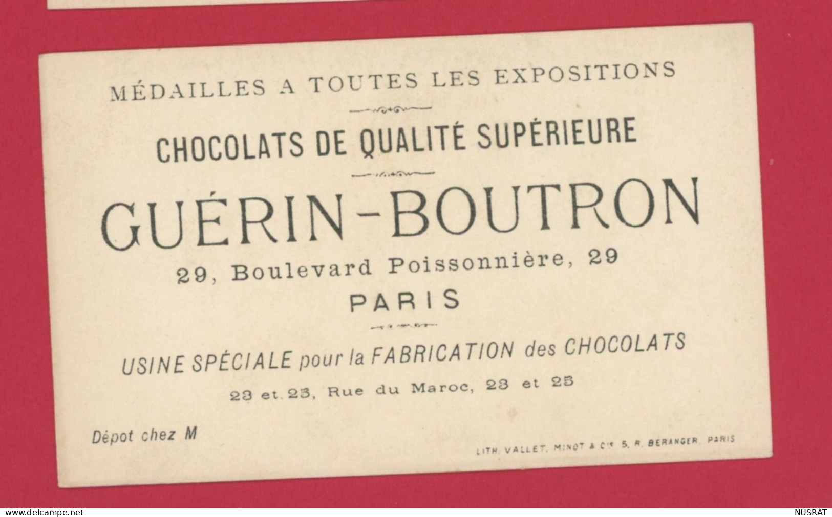 Chocolat Guérin Boutron, Jolie Chromo Lith. Vallet Minot, Danses, Personnages, Le Boléro - Guérin-Boutron