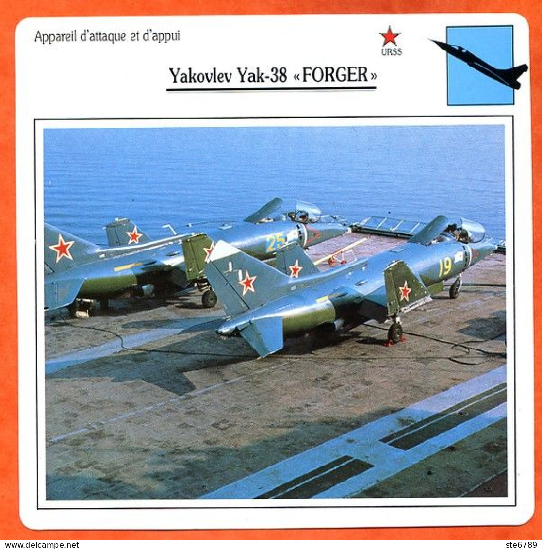 Fiche Aviation Yakovlev Yak 38 FORGER   Avion Attaque Et Appui  URSS  Avions - Vliegtuigen