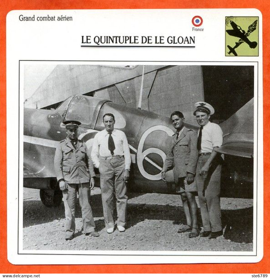 Fiche Aviation QUINTUPLE DE LE GLOAN / Avion Grands Combats Aeriens France Grands Combats - Vliegtuigen