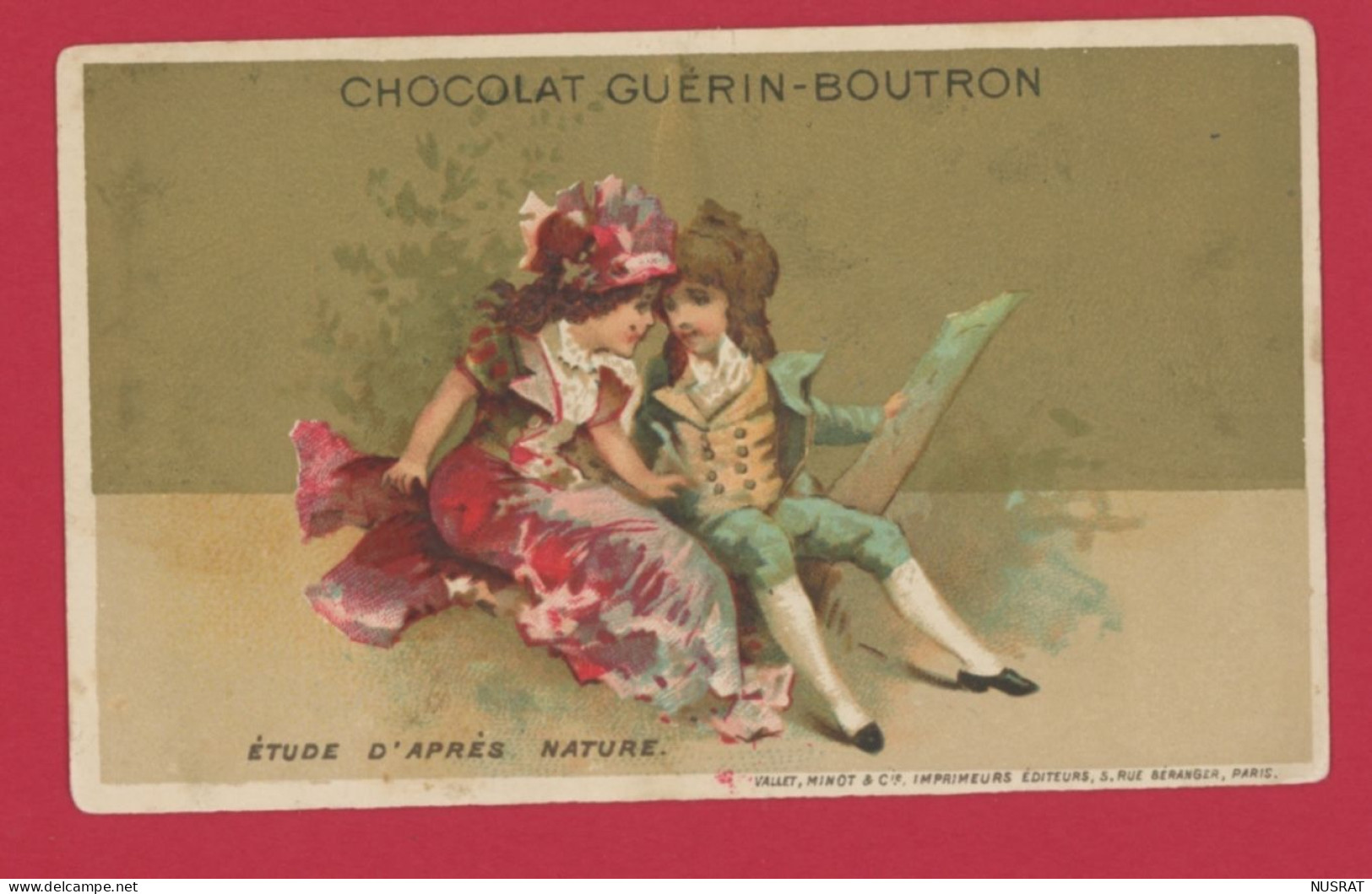 Chocolat Guérin Boutron, Jolie Chromo Lith. Vallet Minot, Personnages, Danses D'après Nature - Guerin Boutron