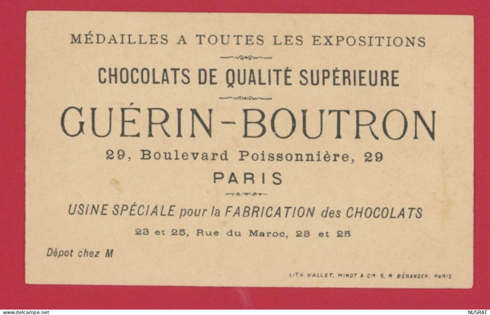 Chocolat Guérin Boutron, Jolie Chromo Lith. Vallet Minot, Pierrot, Jeune Fille, Bouquet De Fleurs, La Surprise - Guérin-Boutron